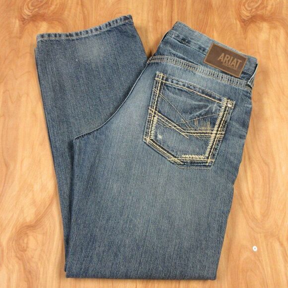 ARIAT M5 Gambler Stackable Straight Fit Straight Leg Denim Jeans Mens Sz 32x30 - Picture 2 of 16